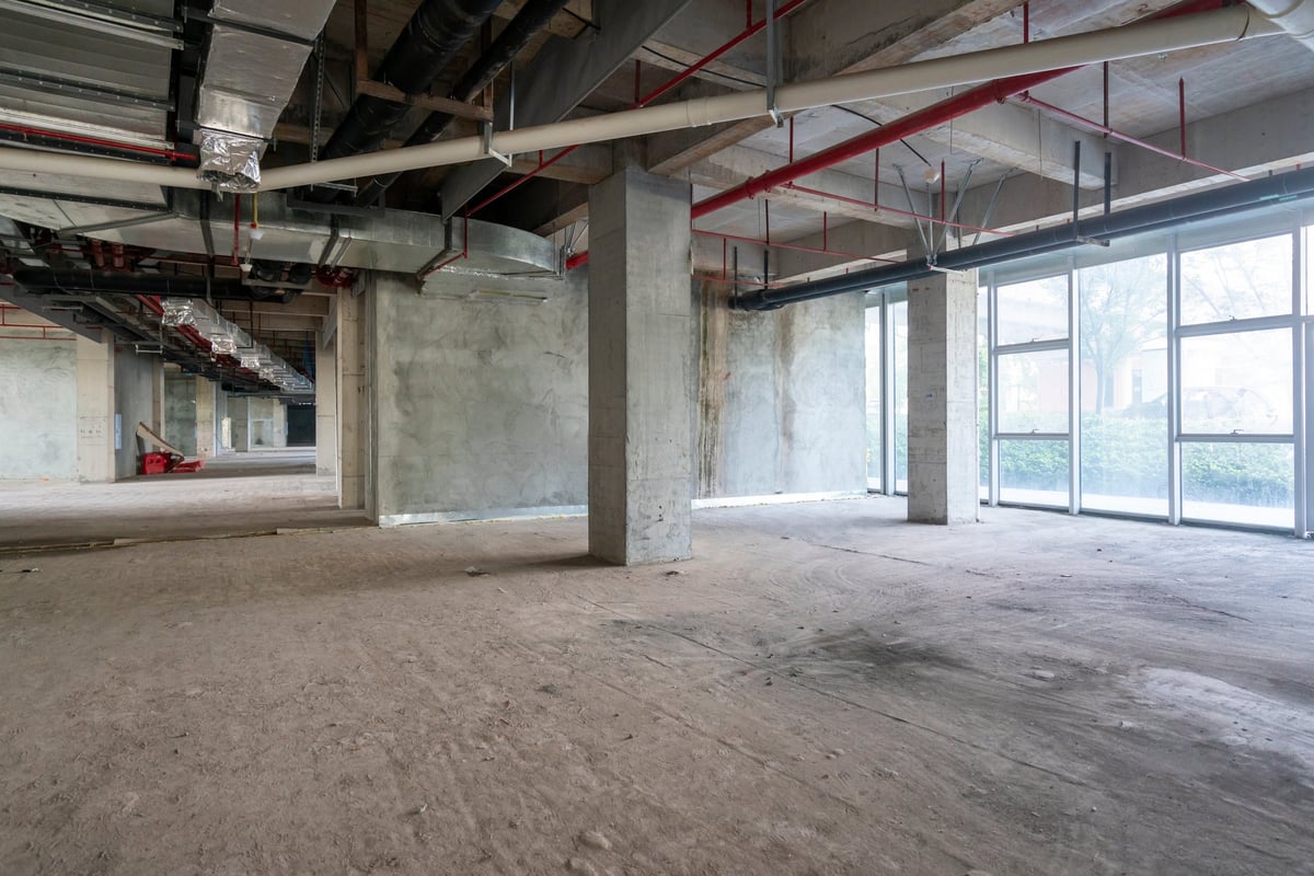 Undecorated interior space of office building